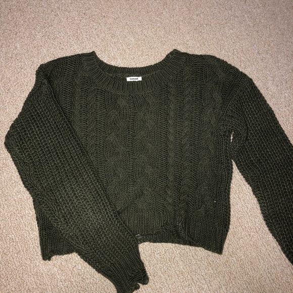 distressed green knit sweater - Picture 1 of 3